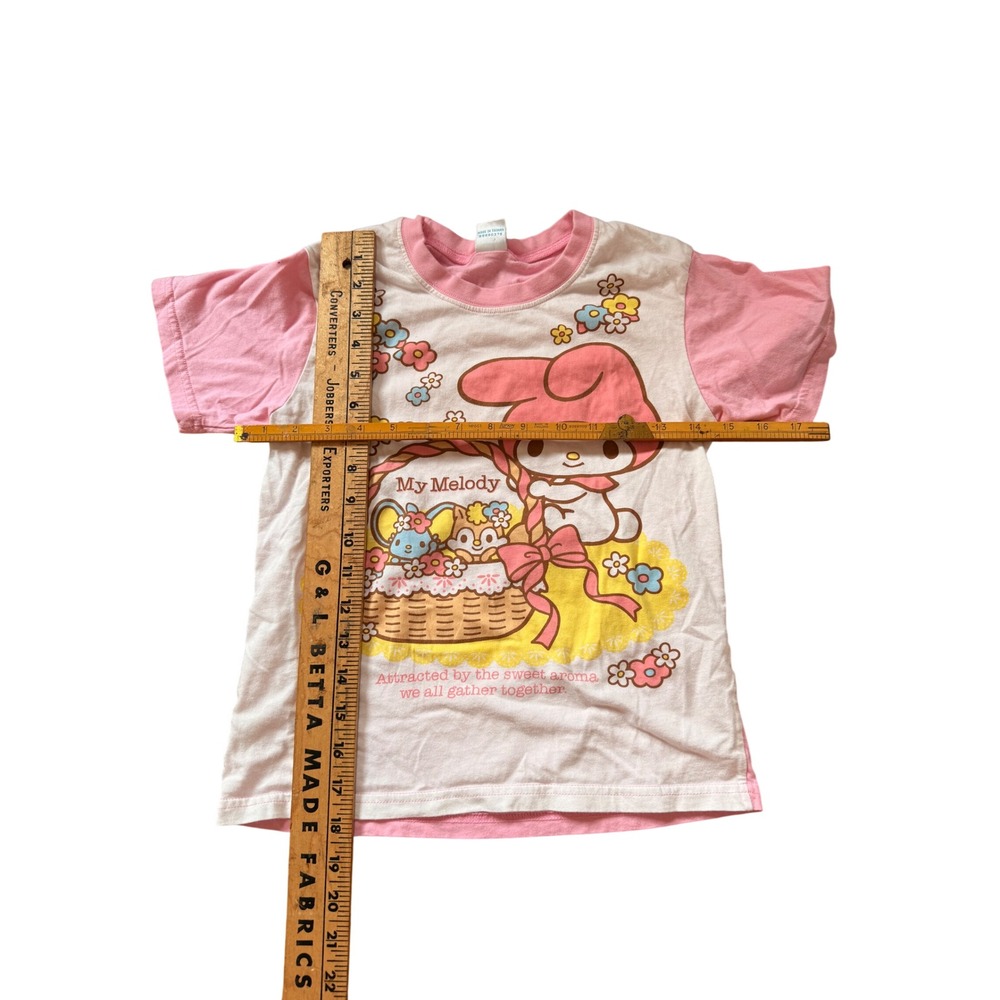 Sanrio My Melody Graphic Ringer T-Shirt Pink &‎ White Kawaii Size 120 - Picture 4 of 6
